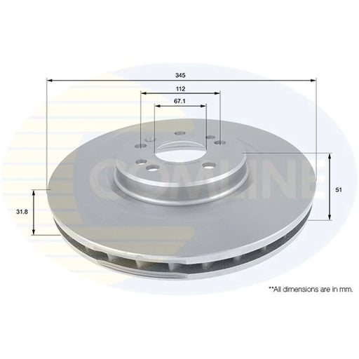 Comline 2 x Internally Vented Front Brake Discs ADC1633V