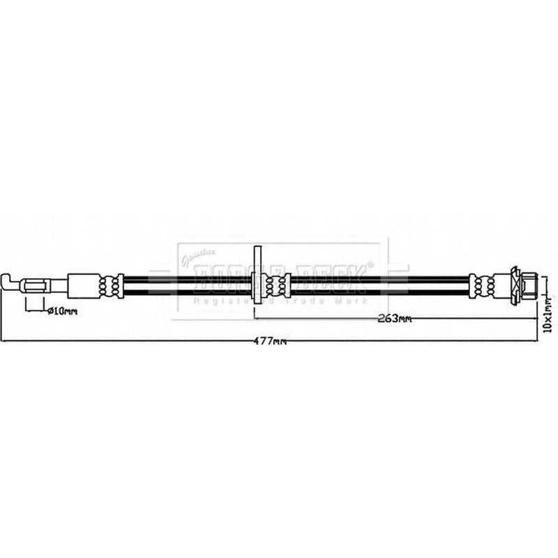 Borg & Beck Brake Hydraulic Hose Line Front Left BBH7966