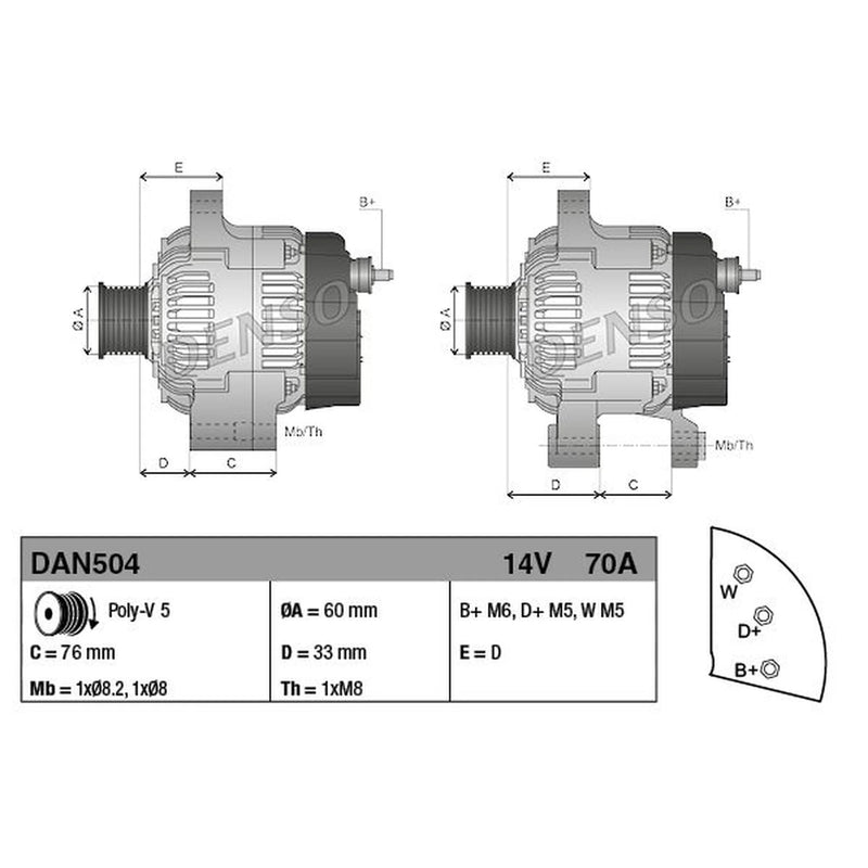 Denso Car Alternator 12V DAN504