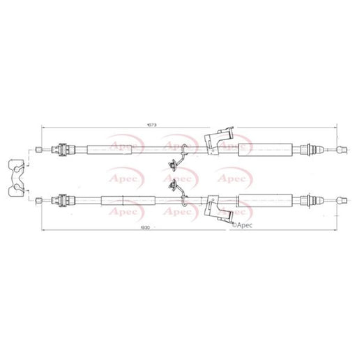 Apec Handbrake Cable Left Rear CAB1741