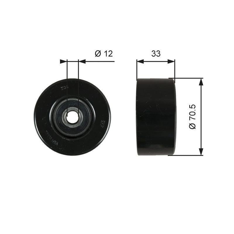 Gates V-Ribbed Belt Deflection/Guide Pulley Right T36762