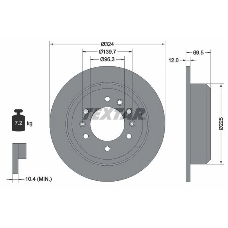 Textar 2 x Solid Rear Brake Discs 92161800