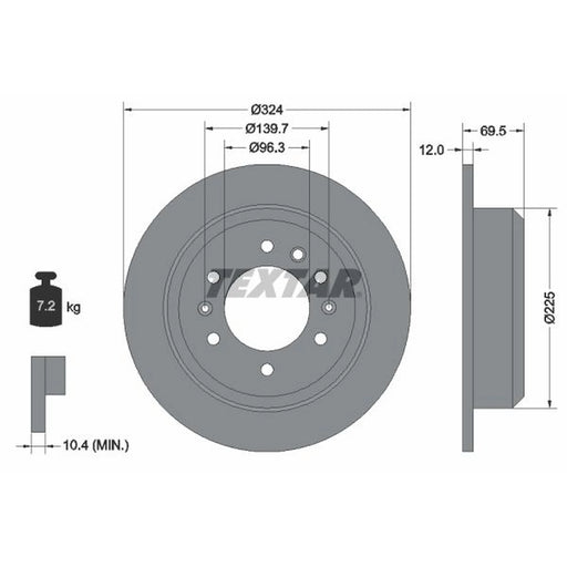 Textar 2 x Solid Rear Brake Discs 92161800