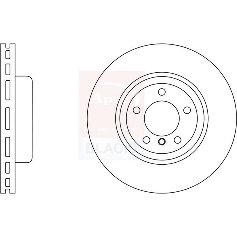 Apec Black 2 x Vented Front Brake Discs DSK2848B