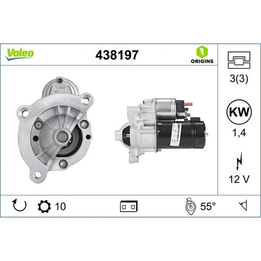 Valeo Starter Motor 12V 1.4kW 10 Teeth 438197