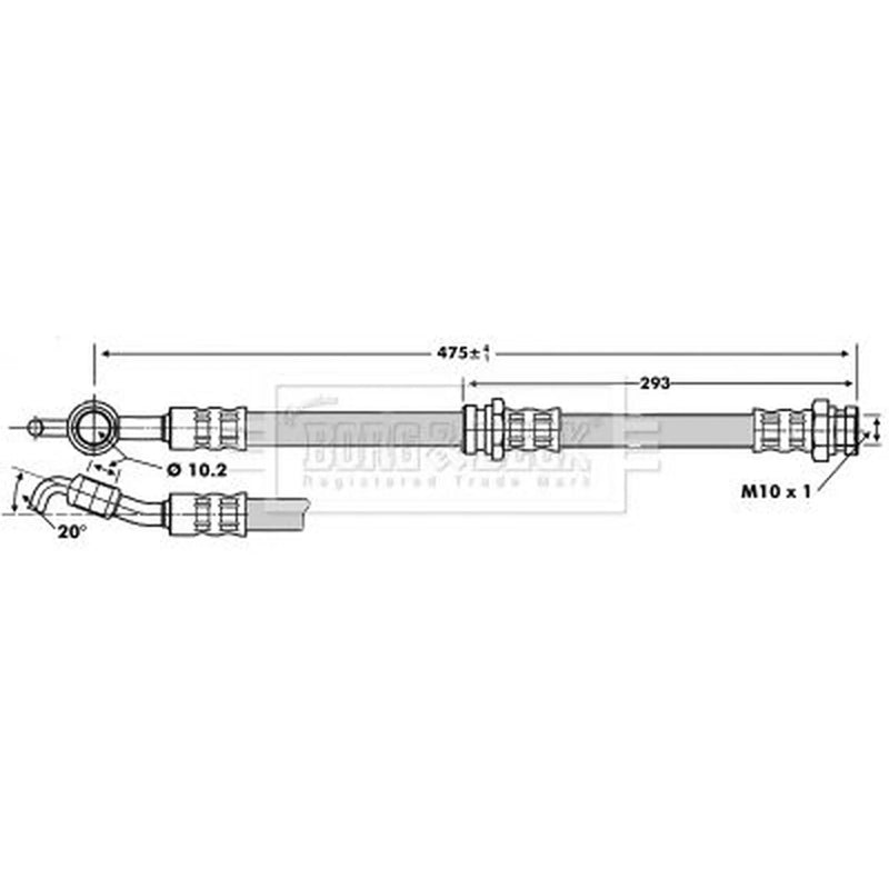 Borg & Beck Brake Hydraulic Hose Line Front Left BBH6726