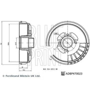 Blue Print Brake Drum Assembly Rear Right ADBP470023
