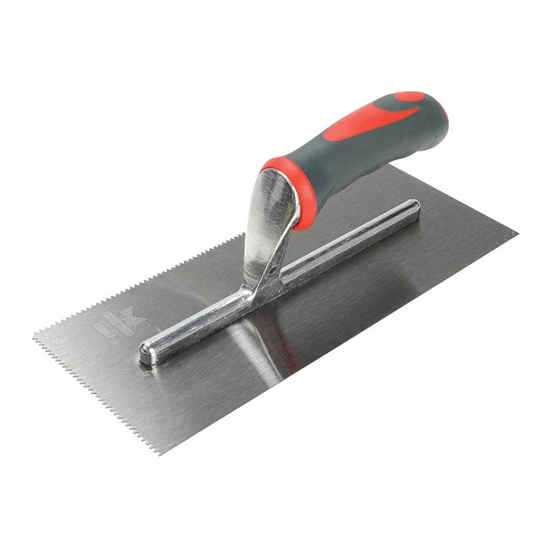 Faithfull Notched Trowel V 3mm Soft Grip Handle 11 x 4.1/2in - FAISGTNOT3