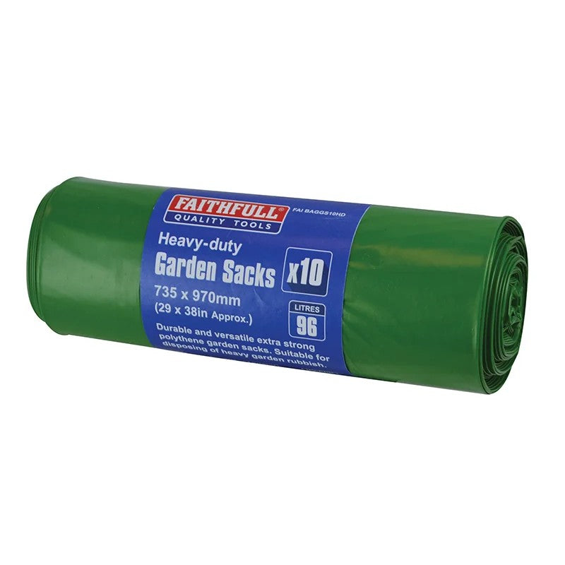 Faithfull Heavy-Duty Strong Garden Sacks (Roll 10) - FAIBAGGS10HD