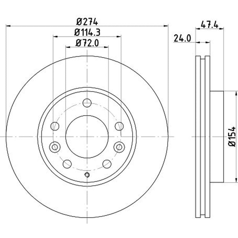 DON 2 x Internally Vented Front Brake Discs PCD14332