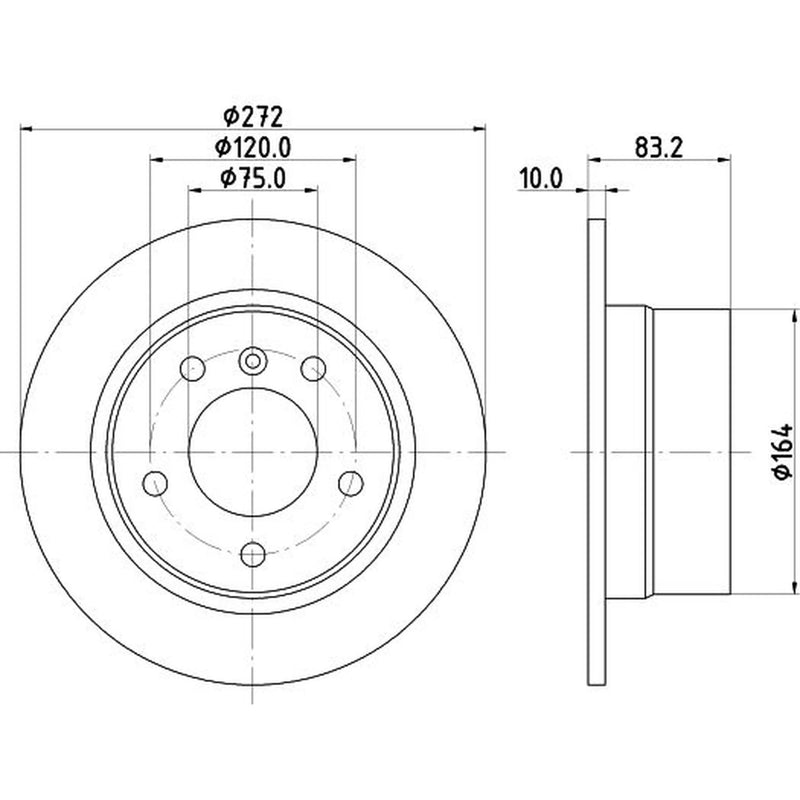 DON 2 x Solid Rear Brake Discs PCD21622