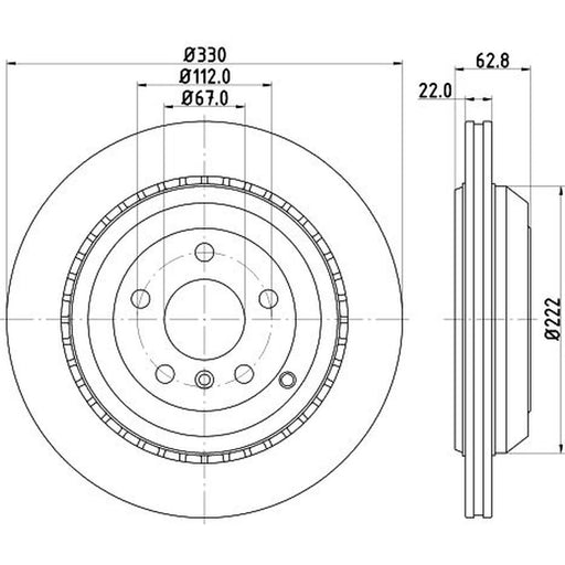 Mintex 2 x Externally Vented Rear Brake Discs MDC2065