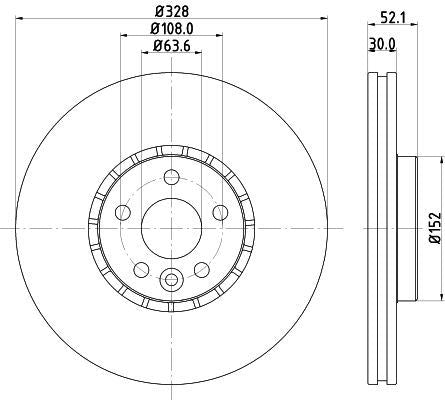 MINTEX Brake Disc Front Externally Vented 328mm Outer Diameter Fits Volvo XC60 MINTEX - Town Parts