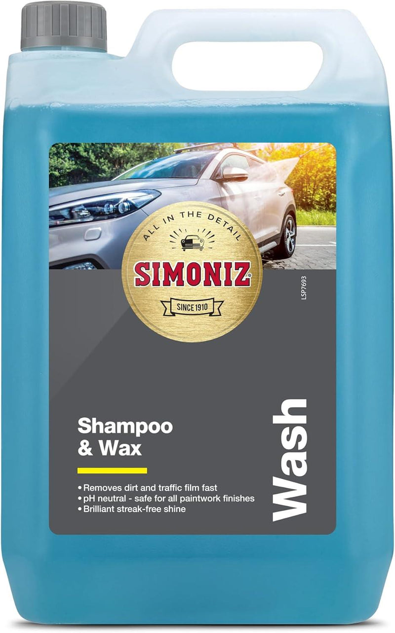 Simoniz Car Shampoo & Wax 5L pH Neutral Cleaner