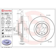 Brembo 2 x Internally Vented Front Brake Discs 09.E833.11