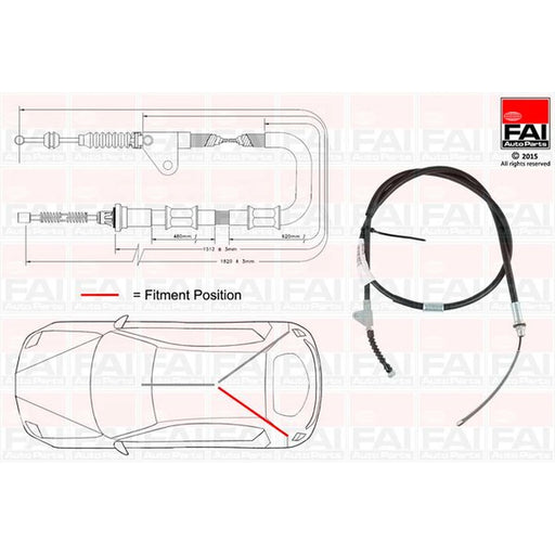 FAI Handbrake Cable Left Rear FBC0152