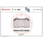 Brembo 4 x Rear Brake Pad Set P11024