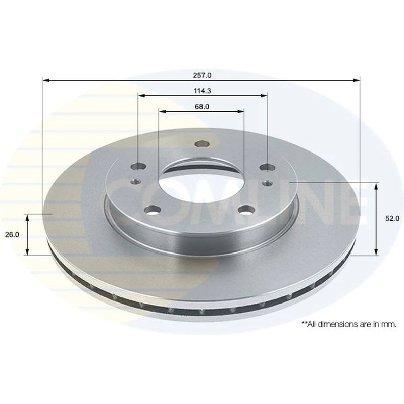 Comline 2 x Internally Vented Front Brake Discs ADC0228V