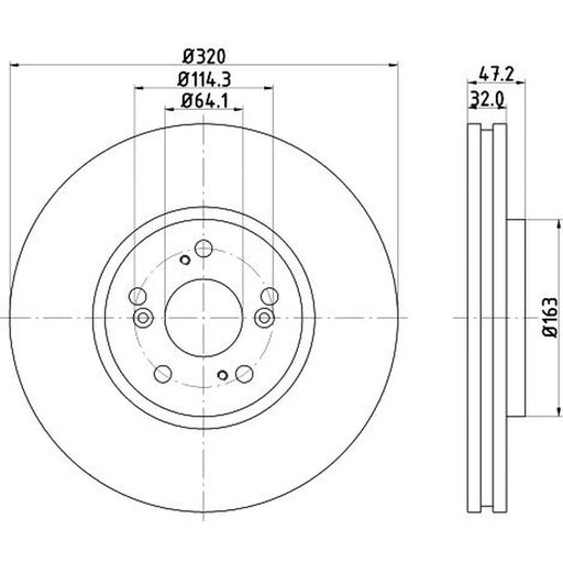 DON 2 x Internally Vented Front Brake Discs PCD14761
