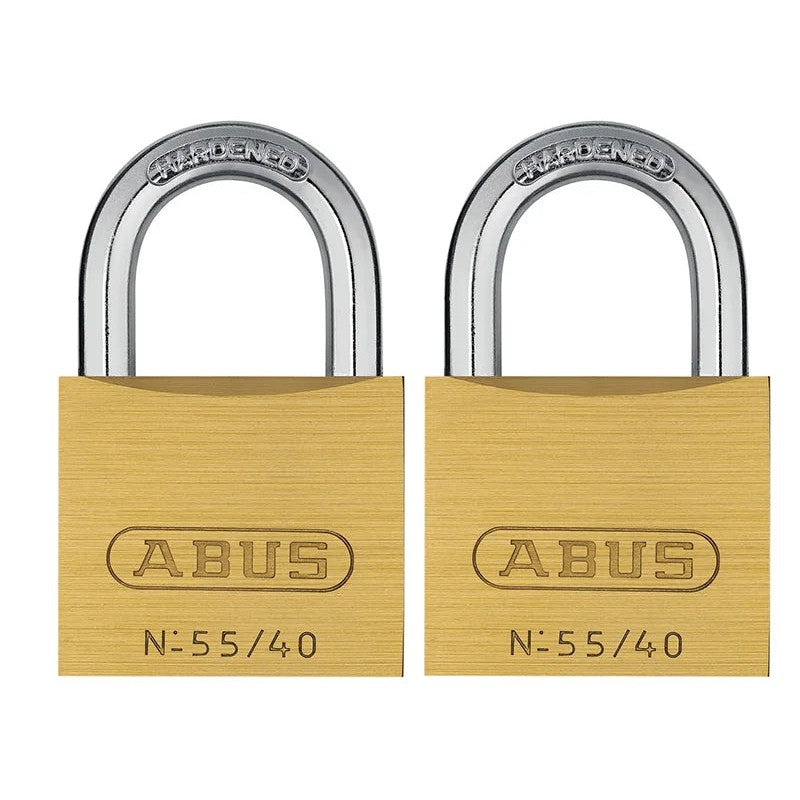 ABUS Mechanical 55/40mm Brass Padlocks Twin Pack - 10032125-01