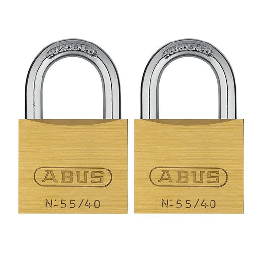 ABUS Mechanical 55/40mm Brass Padlocks Twin Pack - 10032125-01