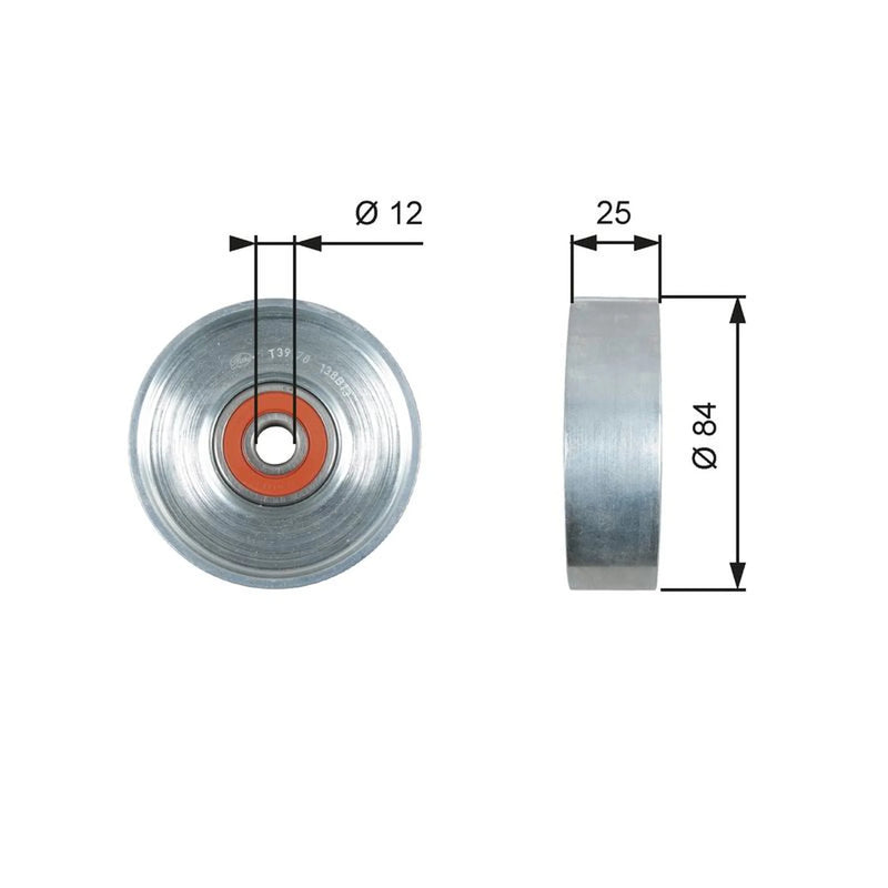 Gates V-Ribbed Belt Tensioner Pulley 84mm OD Wide T39178