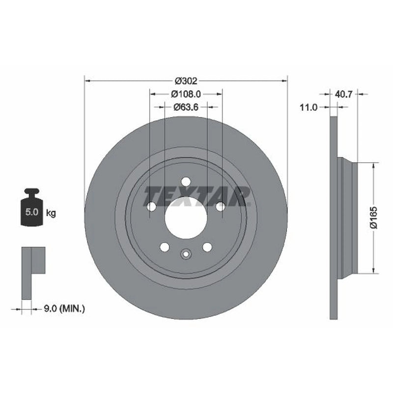 Textar 2 x Solid Rear Brake Discs 92162903