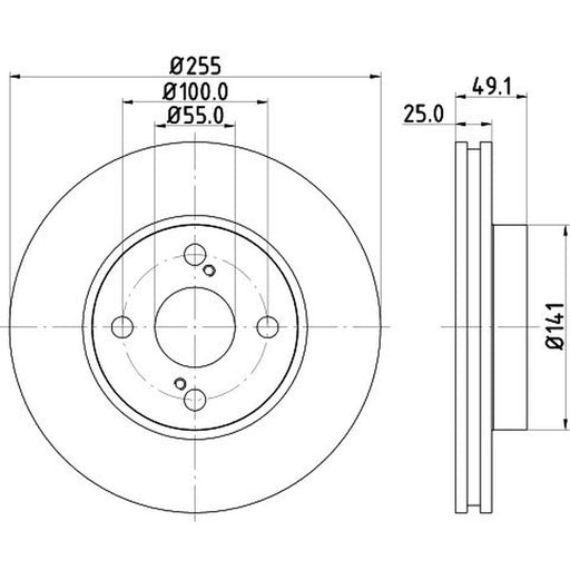 DON 2 x Internally Vented Front Brake Discs PCD11012