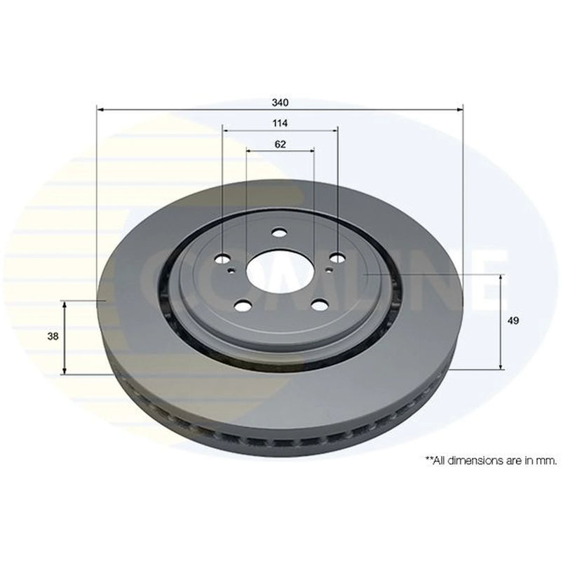 Comline 2 x Internally Vented Front Brake Discs ADC5343V