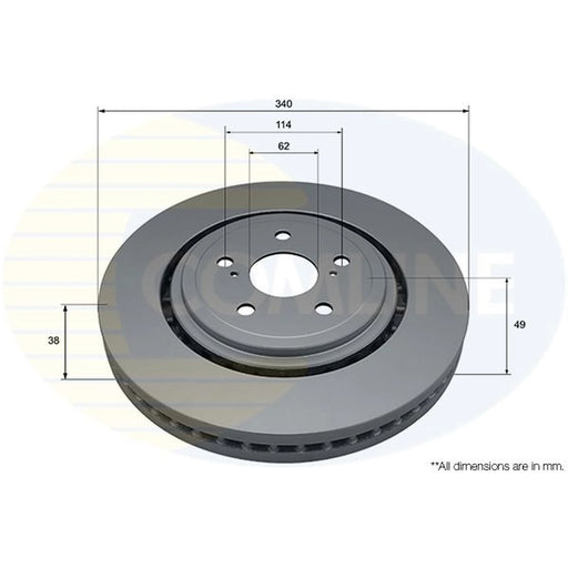 Comline 2 x Internally Vented Front Brake Discs ADC5343V