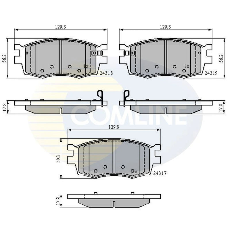 Comline 4 x Front Brake Pad Set CBP31519
