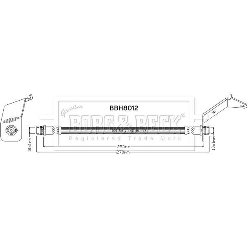 Borg & Beck Brake Hydraulic Hose Line Rear Right BBH8012