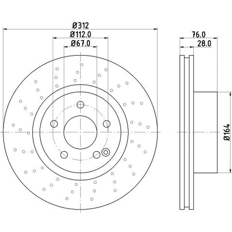 Mintex 2 x Perforated Front Brake Discs MDC1426