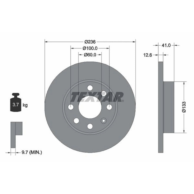 Textar 2 x Front Brake Discs 92020903