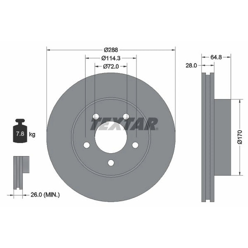 Textar 2 x Front Brake Discs 92119705
