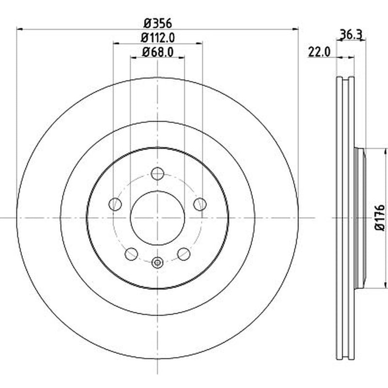 DON 2 x Internally Vented Rear Brake Discs PCD17162