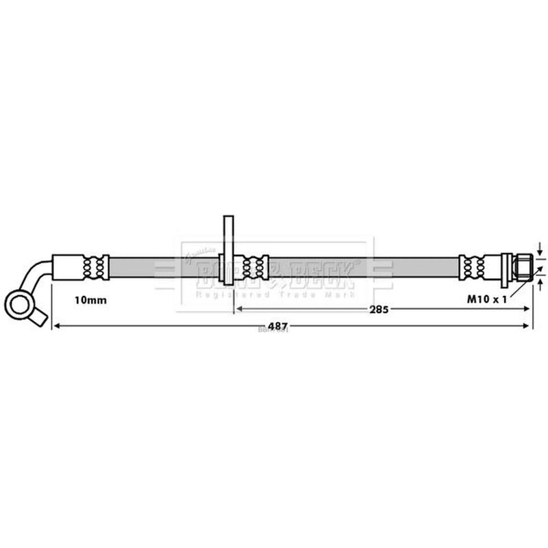Borg & Beck Brake Hydraulic Hose Line Rear Left BBH7681