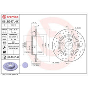 Brembo Xtra 2 x Perforated Rear Brake Discs 08.B347.4X