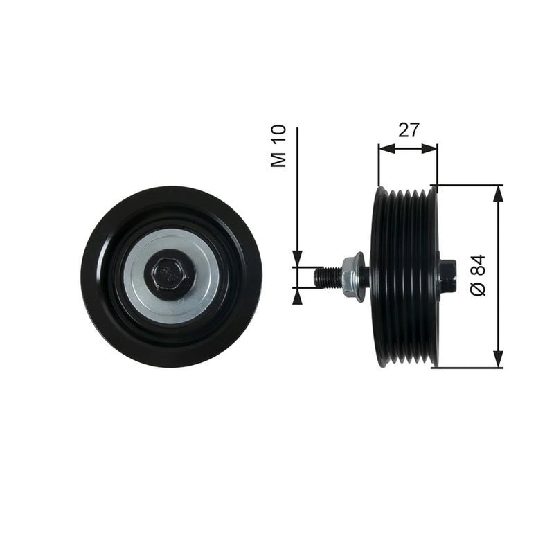 Gates V-Ribbed Belt Deflection/Guide Pulley Upper T36602