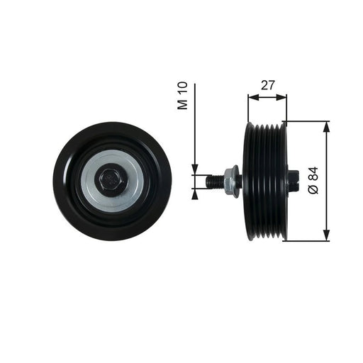 Gates V-Ribbed Belt Deflection/Guide Pulley Upper T36602