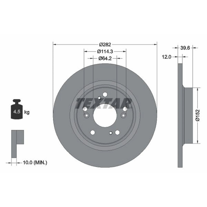 Textar 2 x Solid Rear Brake Discs 92173403