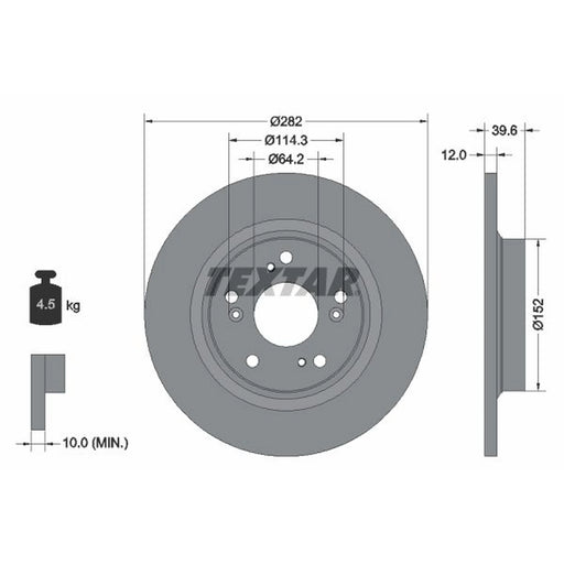 Textar 2 x Solid Rear Brake Discs 92173403