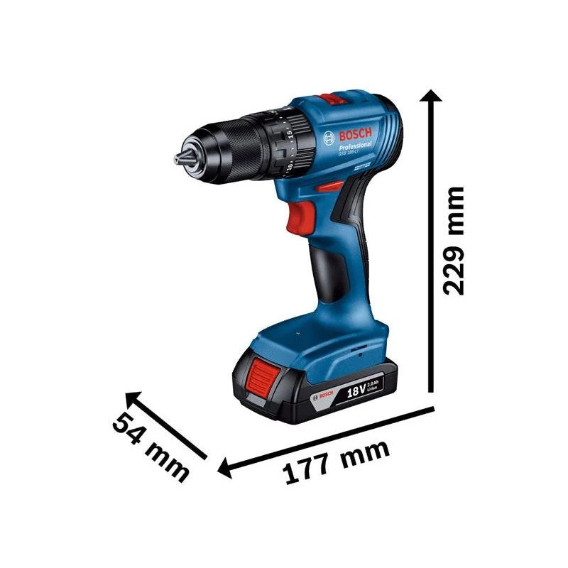 Bosch GSB 18V-45 Professional Combi Drill 18V 2 x 2.0Ah Li-ion - 06019K3371