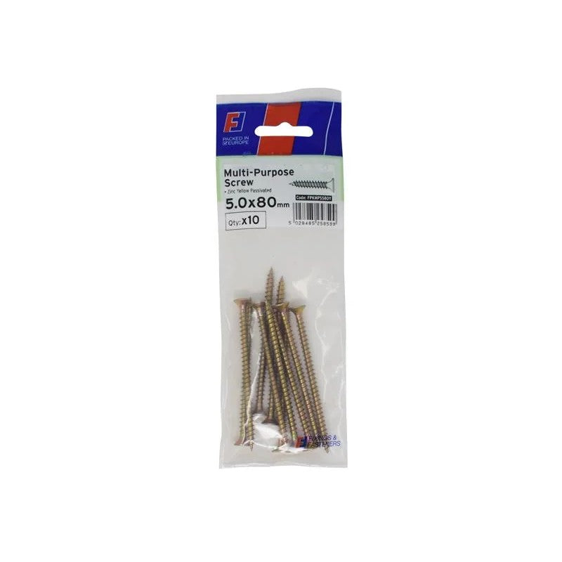 ForgeFix Multi-Purpose Pozi Screw CSK ST ZYP 5.0 x ForgePack 10 30-100mm