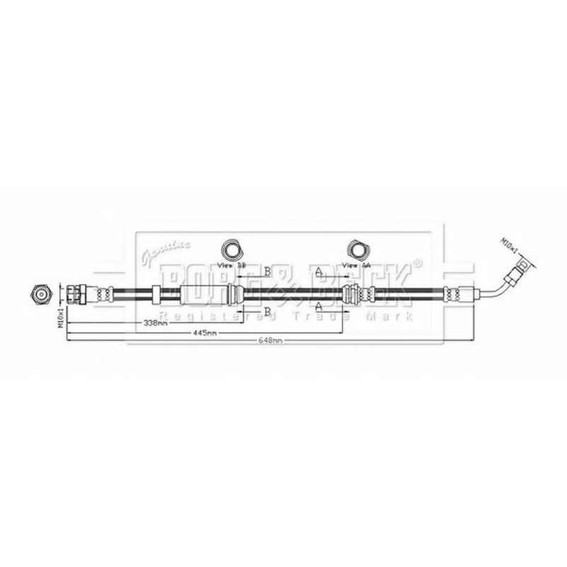 Borg & Beck Brake Hydraulic Hose Line Front Right BBH8715