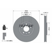 Textar 2 x Internally Vented Front Brake Discs 92268103