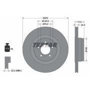 Textar 2 x Externally Vented Rear Brake Discs 92155203