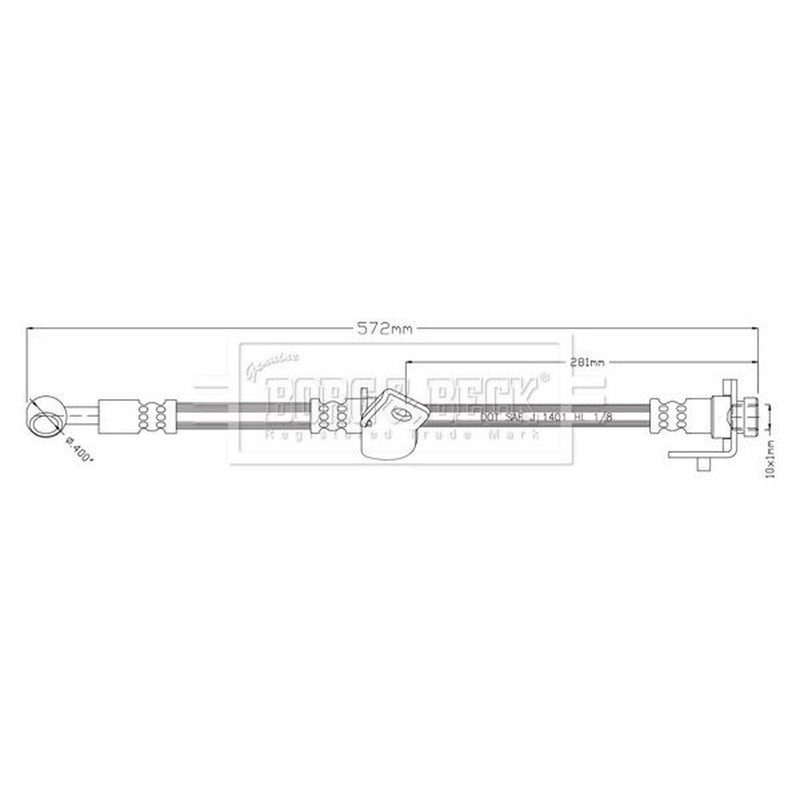 Borg & Beck Brake Hydraulic Hose Line Front Left BBH8900