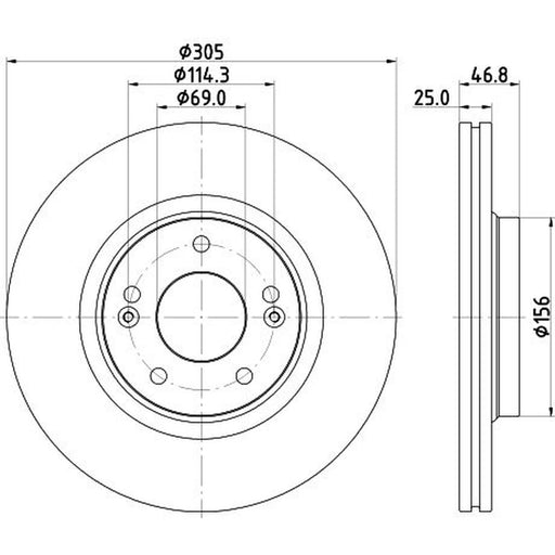 DON 2 x Internally Vented Front Brake Discs PCD22692