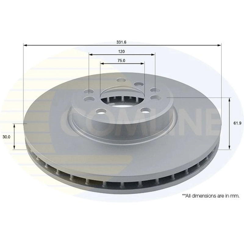 Comline 2 x Internally Vented Front Brake Discs ADC1707V